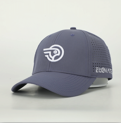 Blue Elovate Golf Hat. Elovate Golf caps. raised embroidery and side holes