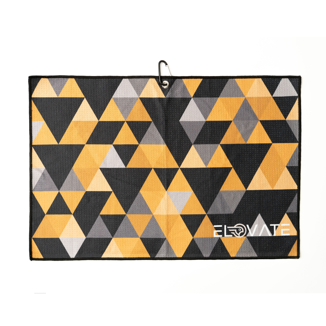 Yellow Geometric golf towel - Elovate Scotland